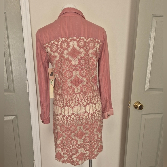 Aratta Silent Journey String of Pearls Lace Semi Sheer Button Down Blouse(M)NWT - Picture 4 of 10